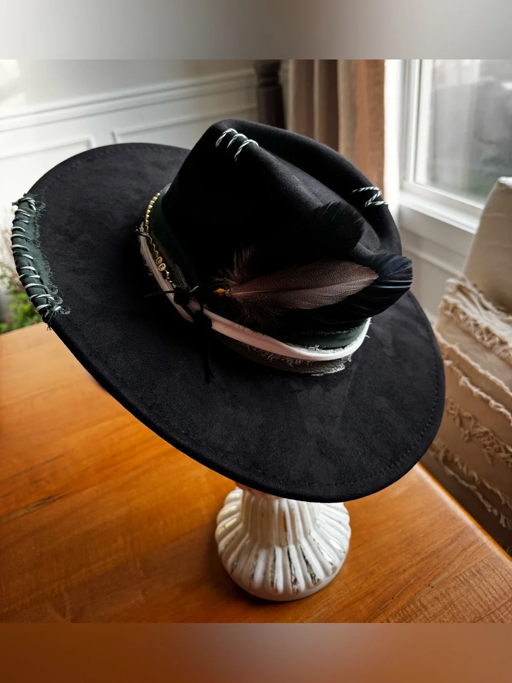 Hand Crafted Philadelphia Eagles Embellished Wide-Brim Vegan Suede Festival Hat